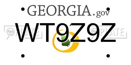 WT9Z9Z Georgia License Plate