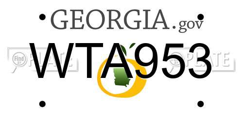 WTA953 Georgia License Plate