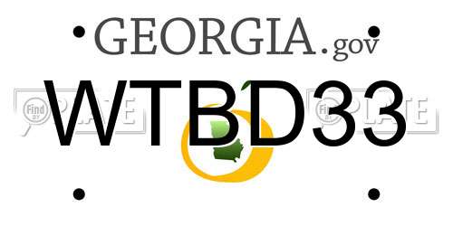 WTBD33 Georgia License Plate