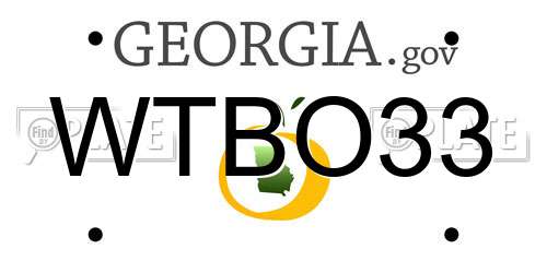 WTBO33 Georgia License Plate