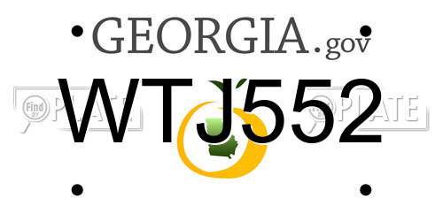 WTJ552 Georgia License Plate