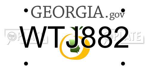 WTJ882 Georgia License Plate