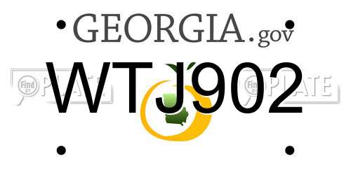 WTJ902 Georgia License Plate