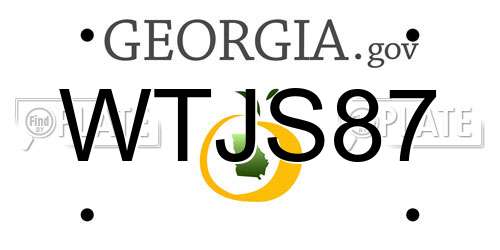 WTJS87 Georgia License Plate