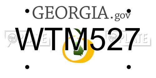 WTM527 Georgia License Plate