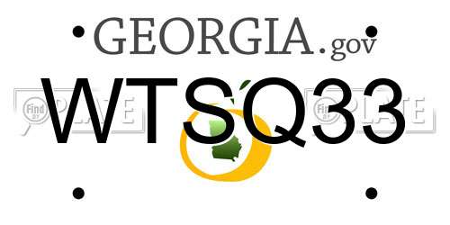 WTSQ33 Georgia License Plate