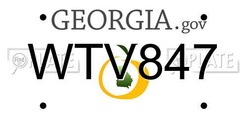 WTV847 Georgia License Plate
