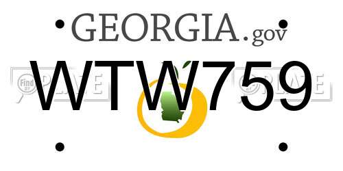 WTW759 Georgia License Plate