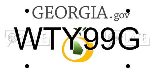 WTY99G Georgia License Plate