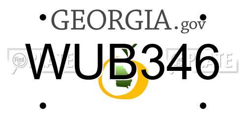 WUB346 Georgia License Plate