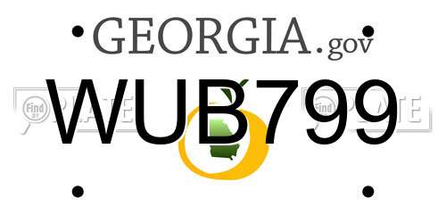WUB799 Georgia License Plate
