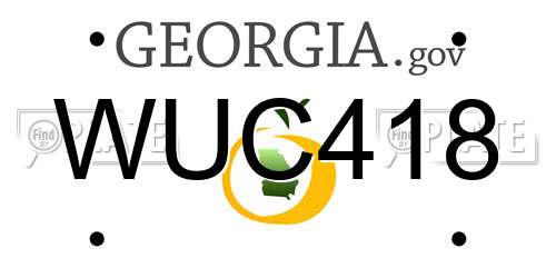 WUC418 Georgia License Plate