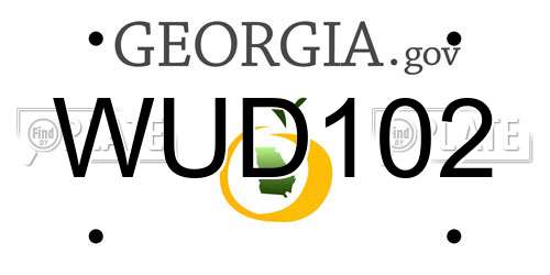 WUD102 Georgia License Plate