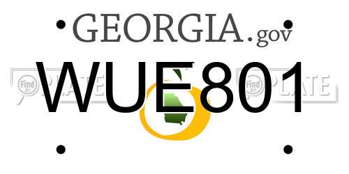 WUE801 Georgia License Plate