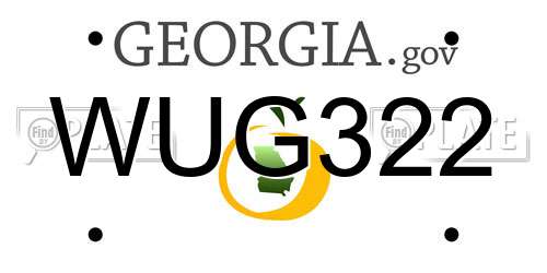 WUG322 Georgia License Plate