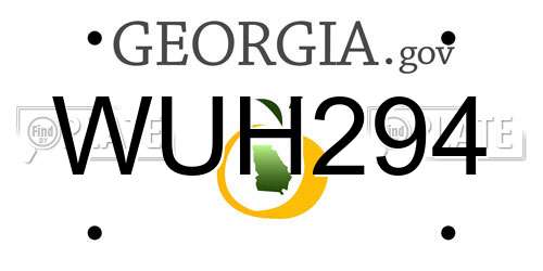 WUH294 Georgia License Plate