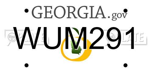 WUM291 Georgia License Plate