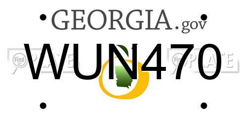 WUN470 Georgia License Plate
