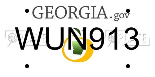 WUN913 Georgia License Plate
