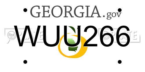 WUU266 Georgia License Plate