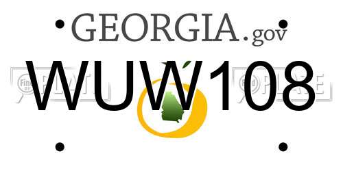 WUW108 Georgia License Plate