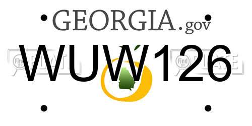 WUW126 Georgia License Plate