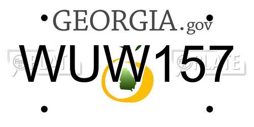 WUW157 Georgia License Plate