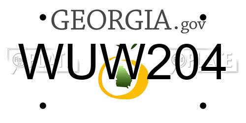 WUW204 Georgia License Plate