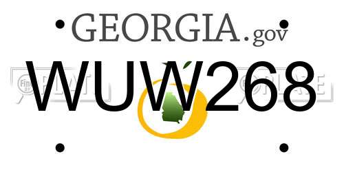 WUW268 Georgia License Plate