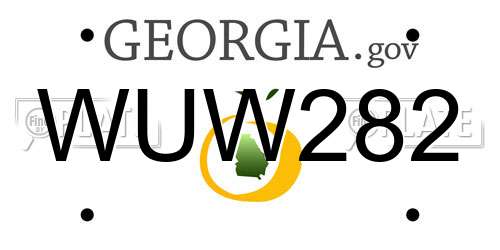 WUW282 Georgia License Plate