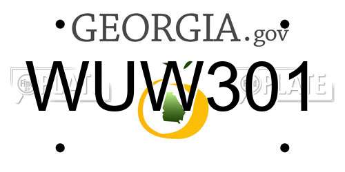 WUW301 Georgia License Plate