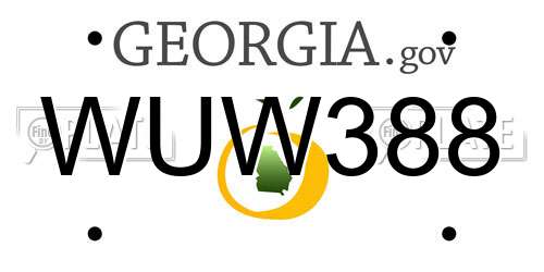 WUW388 Georgia License Plate