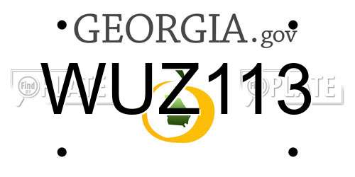 WUZ113 Georgia License Plate