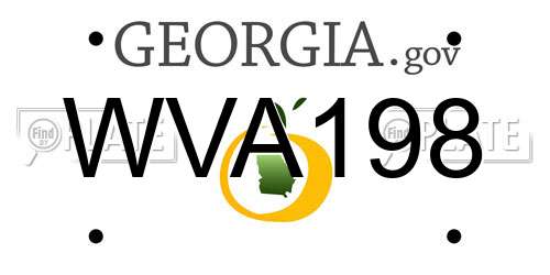 WVA198 Georgia License Plate