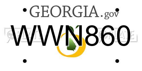 WWN860 Georgia License Plate