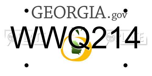 WWQ214 Georgia License Plate