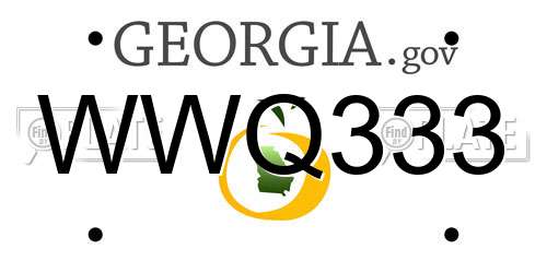 WWQ333 Georgia License Plate