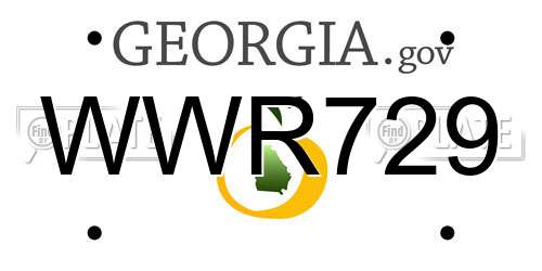 WWR729 Georgia License Plate