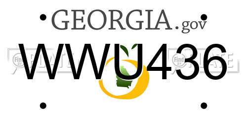 WWU436 Georgia License Plate