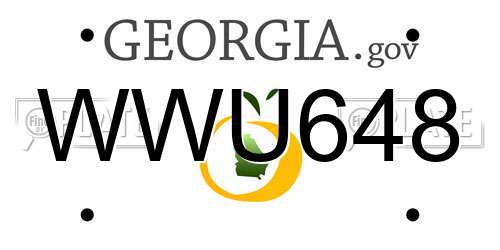 WWU648 Georgia License Plate