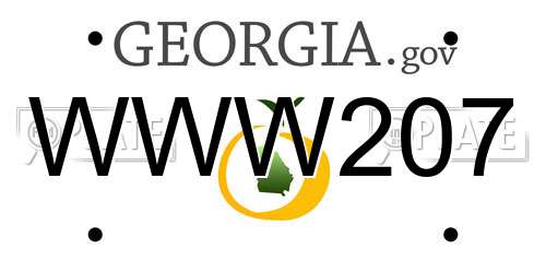 WWW207 Georgia License Plate