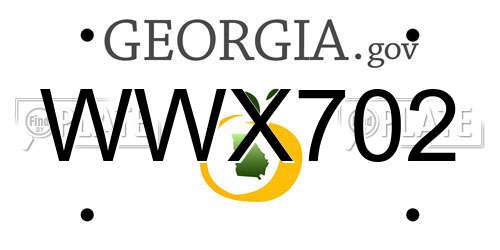 WWX702 Georgia License Plate