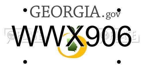 WWX906 Georgia License Plate