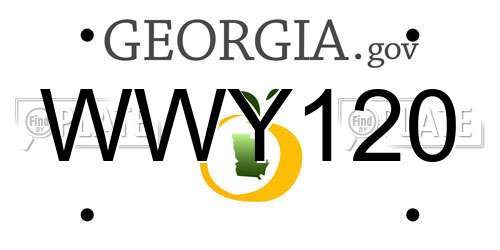 WWY120 Georgia License Plate