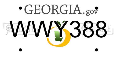 WWY388 Georgia License Plate