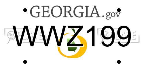 WWZ199 Georgia License Plate