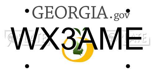 WX3AME Georgia License Plate