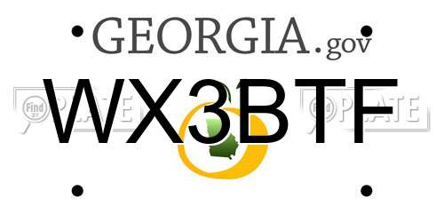 WX3BTF Georgia License Plate