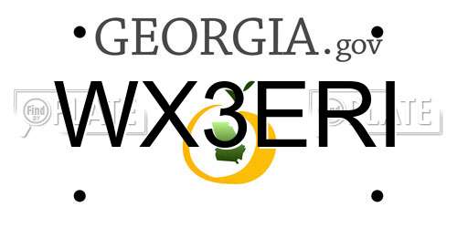 WX3ERI Georgia License Plate