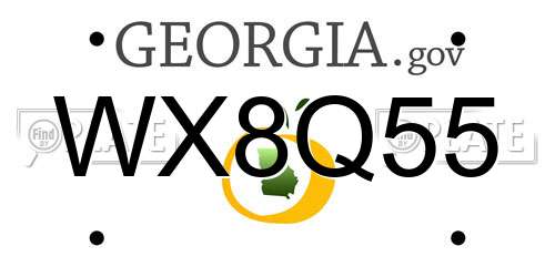 WX8Q55 Georgia License Plate